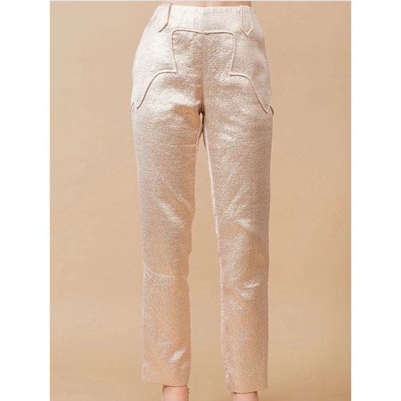 Pink Rose Pants - Blue B Rose Gold Metallic Pants Size L‎ Metallic Western Pants